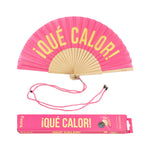 Abanico Que calor Rosa y amarillo