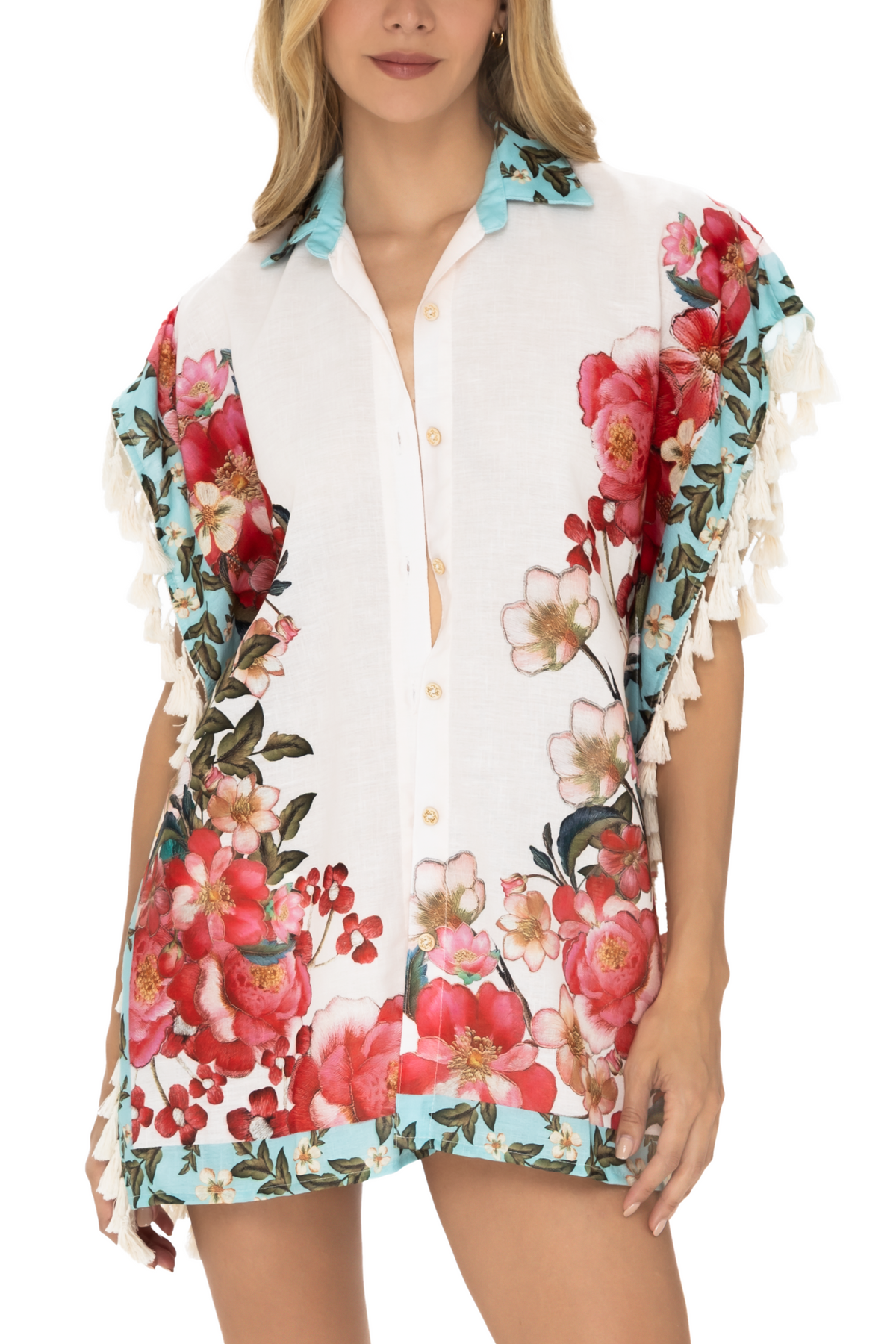 Camisa Con pompones Estampado Bloom