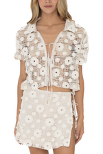 Camisa Tejida Marfíl flor Copacabana