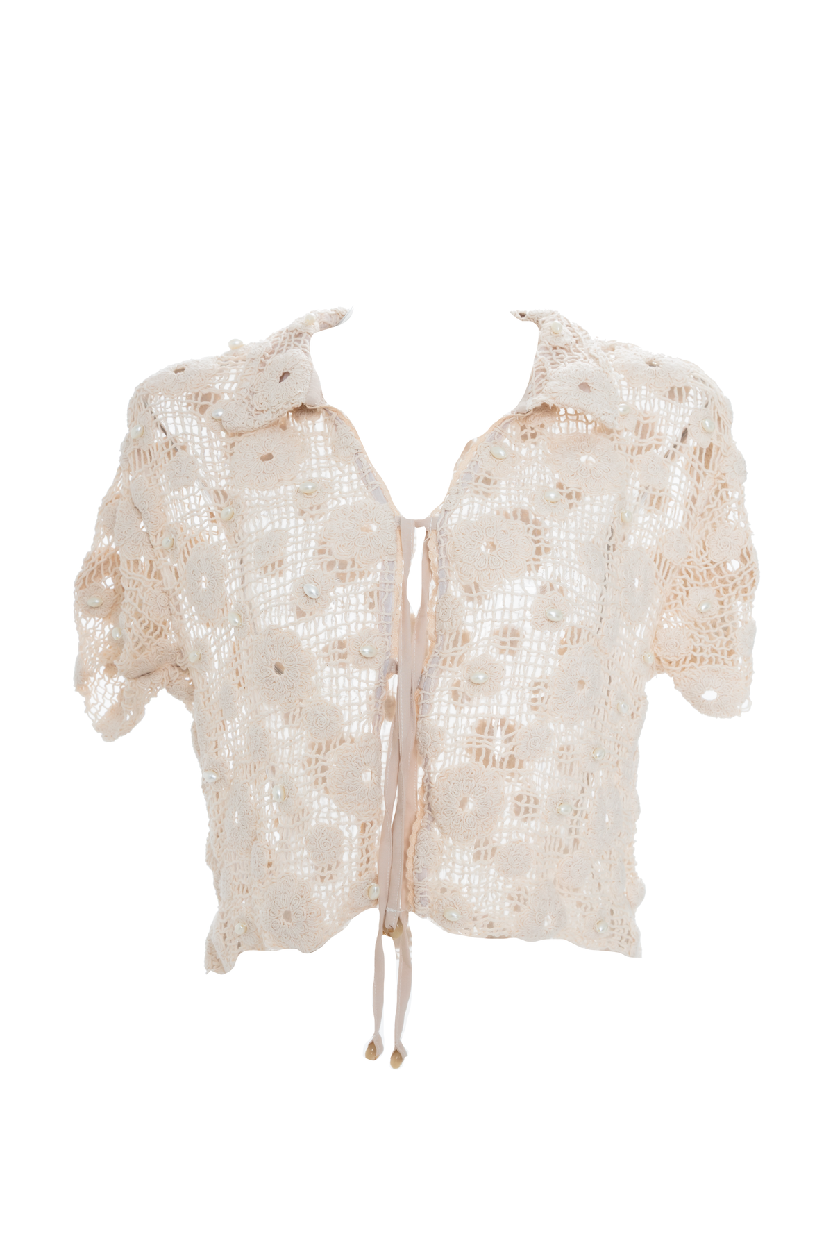 Camisa Tejida Marfíl flor Copacabana