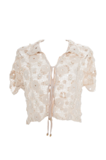 Camisa Tejida Marfíl flor Copacabana