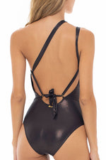 Entero Asimétrico Negro y Beige Dazzling