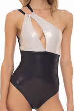 Entero Asimétrico Negro y Beige Dazzling