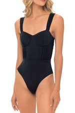 Entero Con Control De Abdomen Negro Sparkly