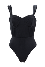 Entero Con Control De Abdomen Negro Sparkly