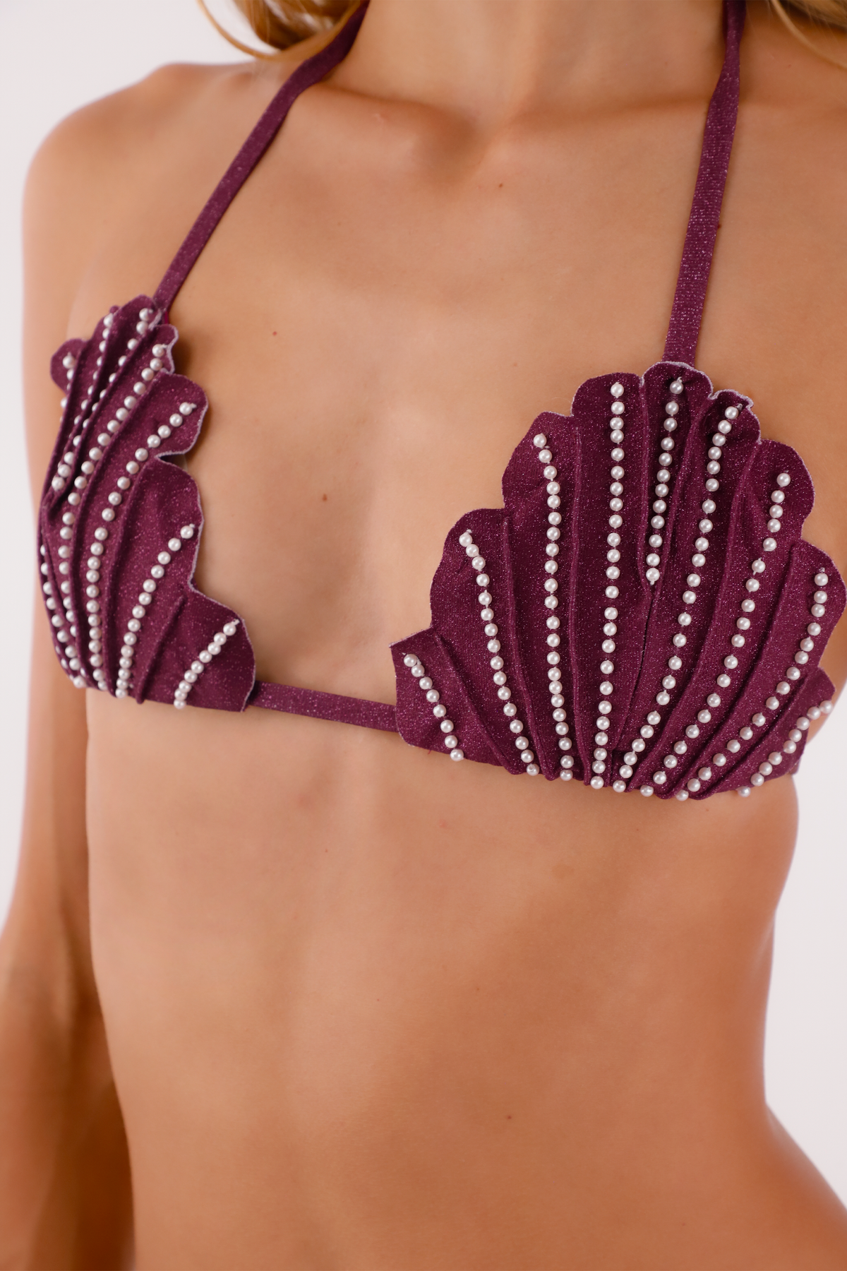 Top Triángulo Concha Vino Velua