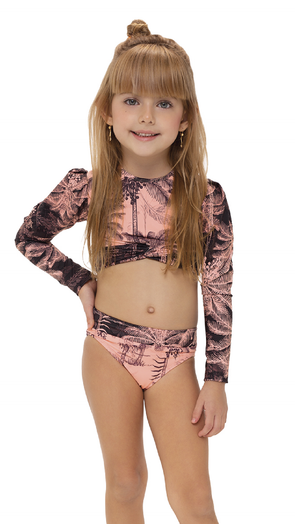 Bikini Set Niña dos Partes Manga Larga Floral Colección Soleil