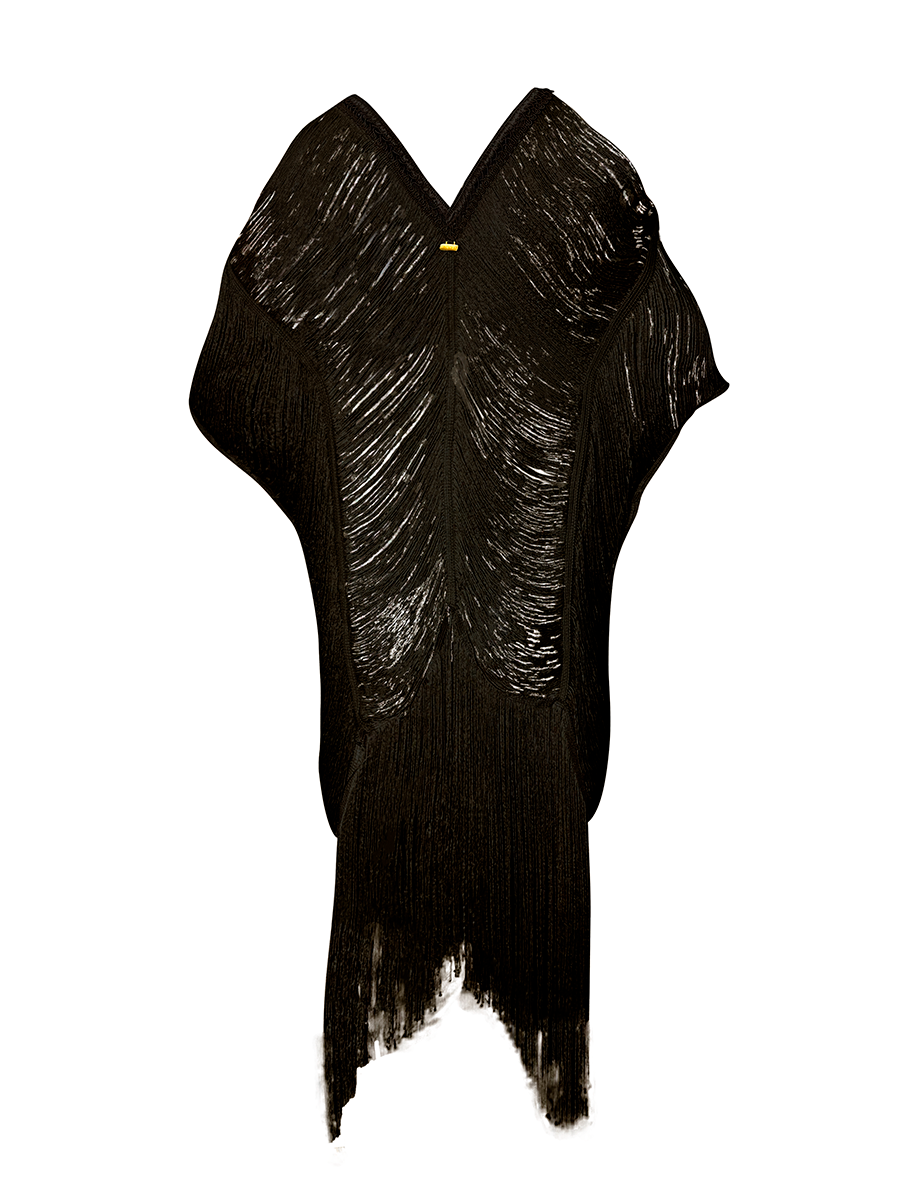 Cover Up Flecos Negro Mykonos