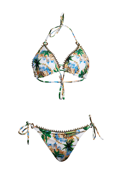 Top Triángulo Mykonos Reversible - Marfil - Sunset